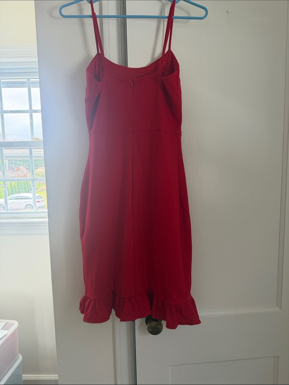 Lulu's Red Spaghetti-Strap Ruffle-Hem Mini Dress - Picture 4 of 4